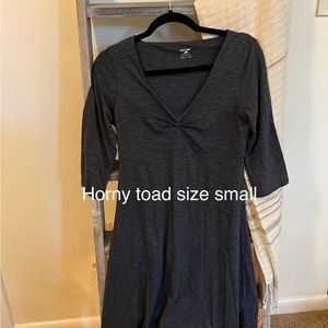 Toad & Co Womens Black Ruched V Neck 1/2 Sleeve Dress Size S Organic Cotton